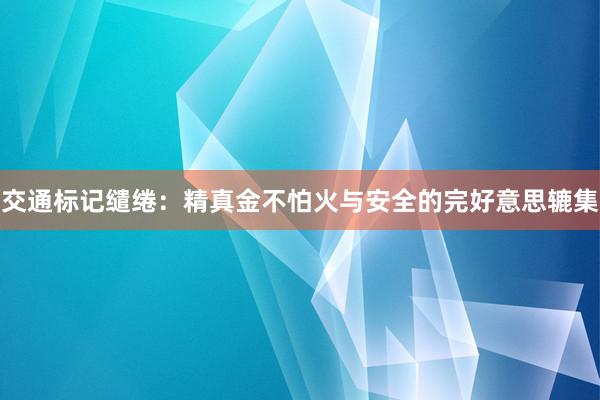 交通标记缱绻：精真金不怕火与安全的完好意思辘集